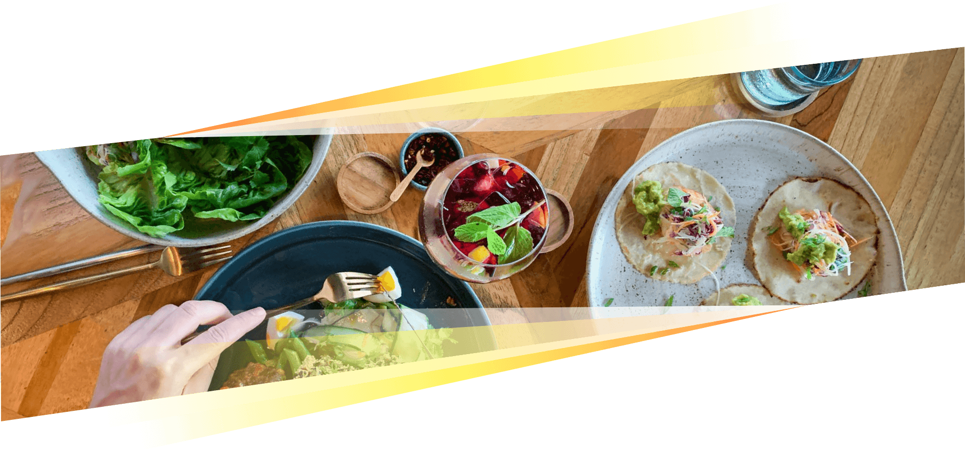 Tasty and healthy dishes on the table